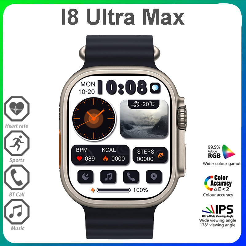 I8 Ultra Max 1.75 Inches HD Display Series 8 Bluetooth Call Smart Watch - Image 11