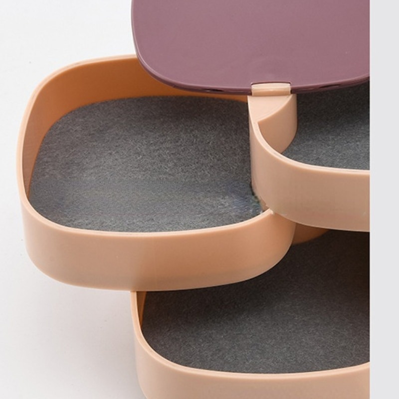 Portable Jewelry Organizer With Mirror Rotating Jewelry Storage Box - Image 8