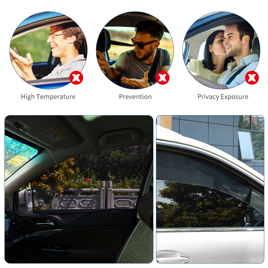 4Pcs Car Window Sun Shade Universal Vehicle Sun Protection Window Mesh Elastic Cover - Image 2