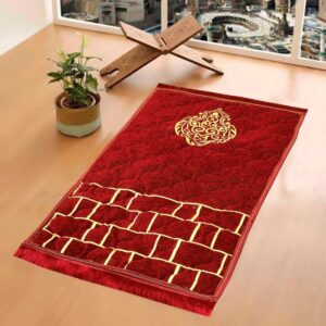 Super Soft Janamaz Orthopedic Padded Foam Cushion 100% Raschel Thick Velvet Non-Slip Muslim Prayer Rug