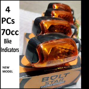 CD 70 Up-Model Indicators – 4 Pcs Black Shine Universal Turn Signals for 70cc Motorcycles