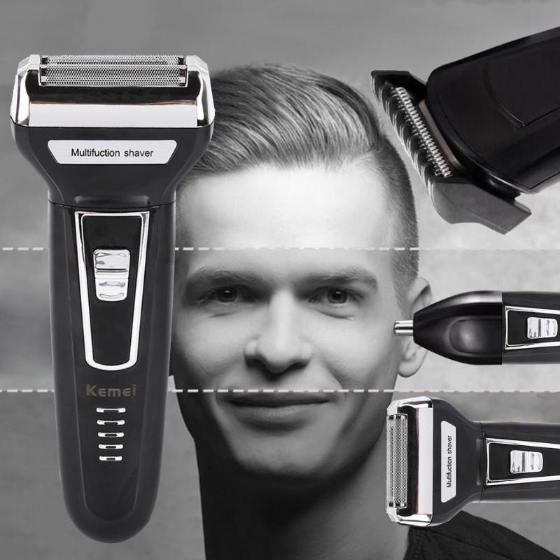 Kemei KM-6558 3 In 1 Electric Shaver Nose Hair Trimmer Double-Blades Beard Trimmer Shaving Machine - Image 9