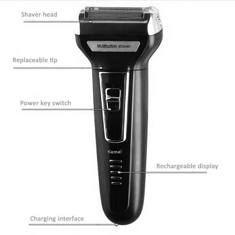 Kemei KM-6558 3 In 1 Electric Shaver Nose Hair Trimmer Double-Blades Beard Trimmer Shaving Machine - Image 7