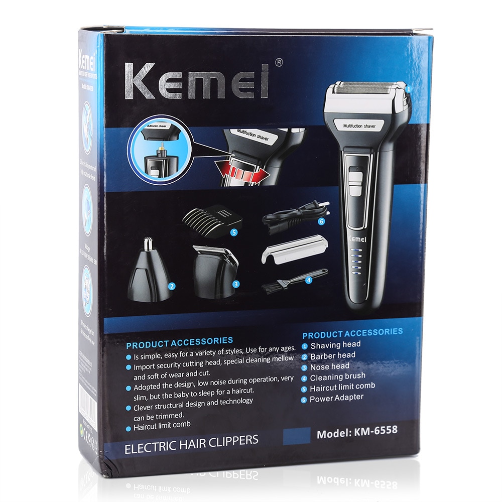 Kemei KM-6558 3 In 1 Electric Shaver Nose Hair Trimmer Double-Blades Beard Trimmer Shaving Machine - Image 4
