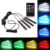 4 PCs Remote Control RGB LED Music Strip Lights For Car Interior